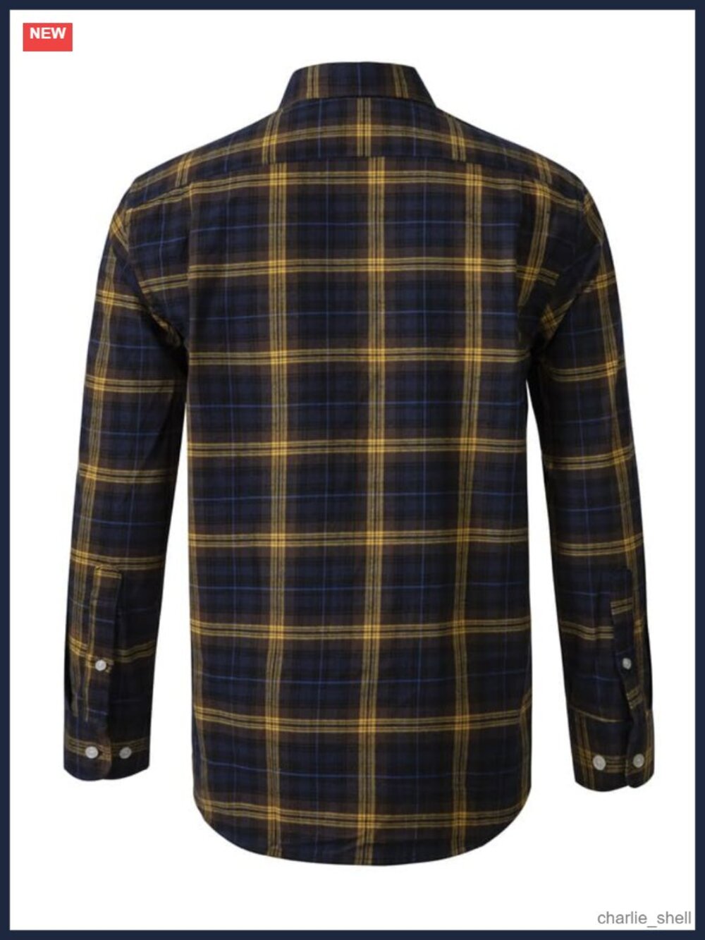 Men's Cotton Flannel Plaid Shirt Long Sleeve Casual Button Down Regular Fit - Picture 3 of 5